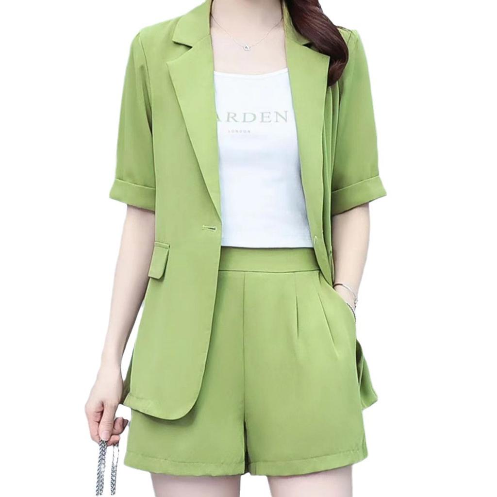 Summer Suit Plus Size Women's Fashion Loose Short-sleeved Suit Jacket Temperament Professional Shorts Suit Two-piece Suit