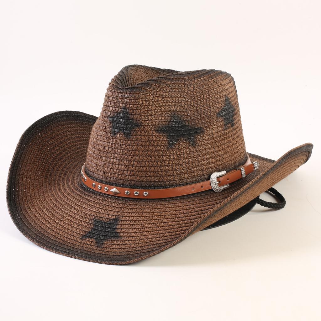 Popular Western Cowboy Straw Hat Men's and Women's Fashion Shade Straw Hat Classic Outdoor Western Cowboy Hat