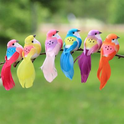 6 unidades/juego Pájaro de Plumas Artificiales de Espuma de Colores Adorno para el Hogar Decoración de Boda