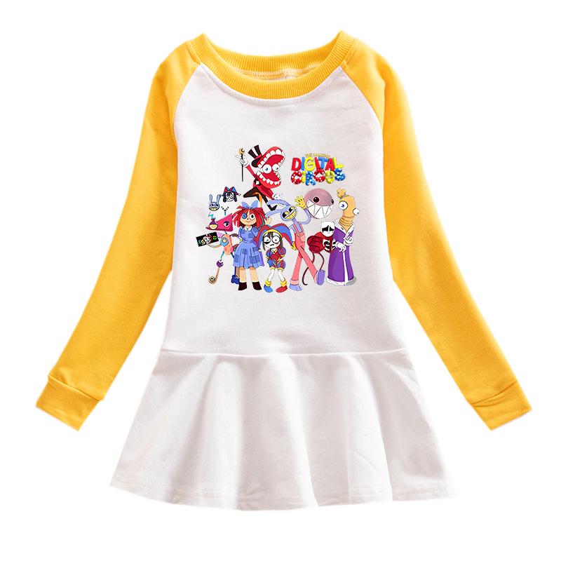 Korean Spring & Autumn Girls' Cartoon Long Sleeve Mesh Princess Dress, 2026