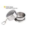 Nerezový kempingový skládací pohárek s klíčenkou Cestovní přenosný pohár pro venkovní turistiku