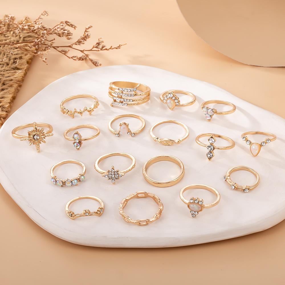 Bohemian Ring 17-piece Dot Diamond Set Women's Ring Jewelry