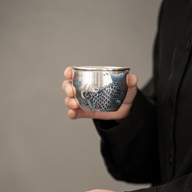 Gilded Silver Arowana Ceramic Kung Fu Tea Master Cup
