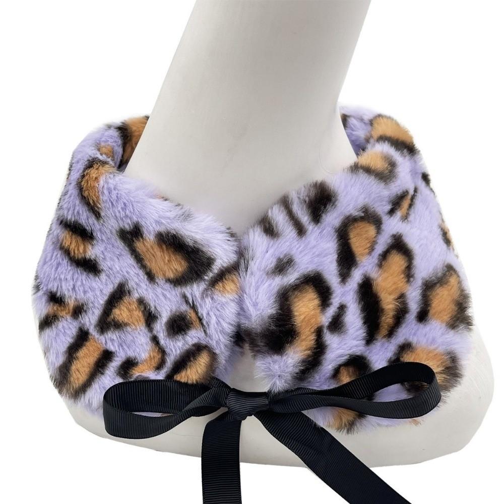 Solid Color Leopard Headbands Plush Warm Scarf Fashion Ear Warmer Women Headwear