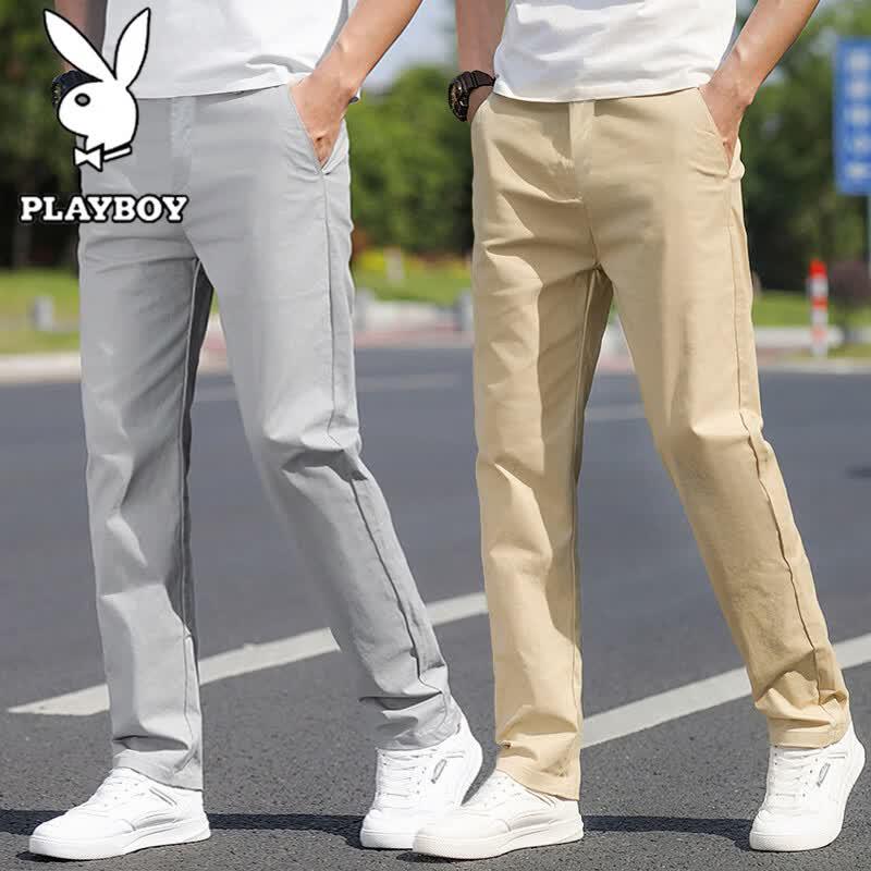 PLAYBOY Men s Lightweight Breathable Straight-leg Casual Pants 30 светло-серый