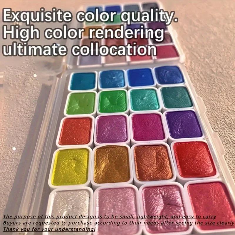 20 Colors Metal Watercolor Painting Set Portable Box With Shiny Pearls Solid Watercolor Painting Art Supplies For Art Student