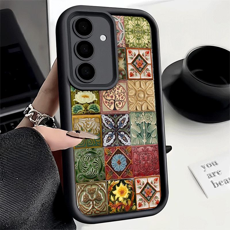 Phone Case for Samsung Galaxy A17 A16 A15 A14 A13 Italian Sicilian Style Floral Pattern A56 A36 A26 A55 A35 A25 A54 A34 A24 A53