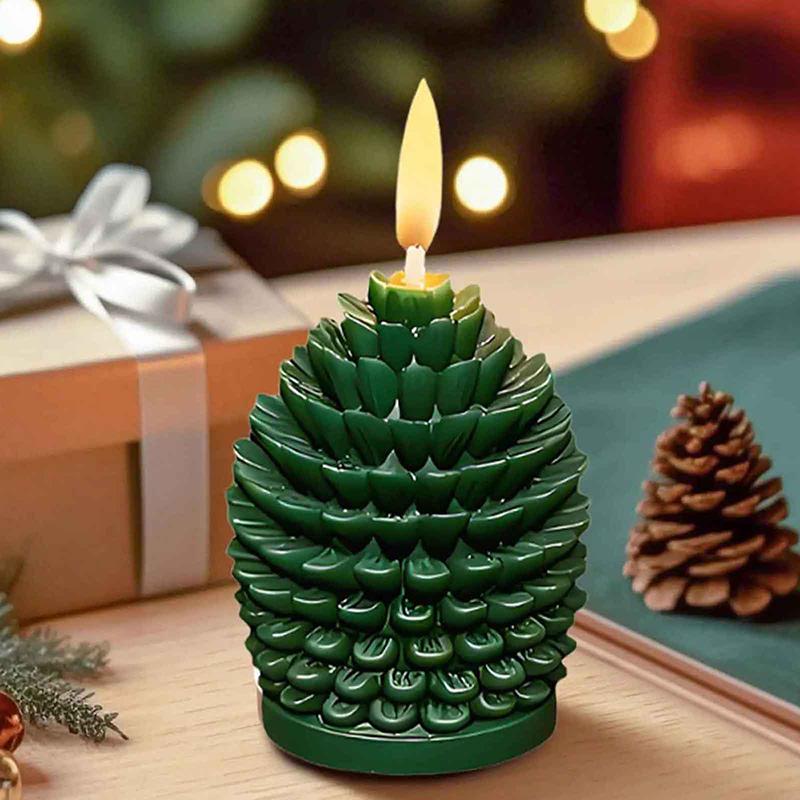 DIY Christmas Cedar Cone Silicone Mold Easy Release Oil Pine Cone Candle Making Mold for Decorative Ornaments 3D Plaster Model