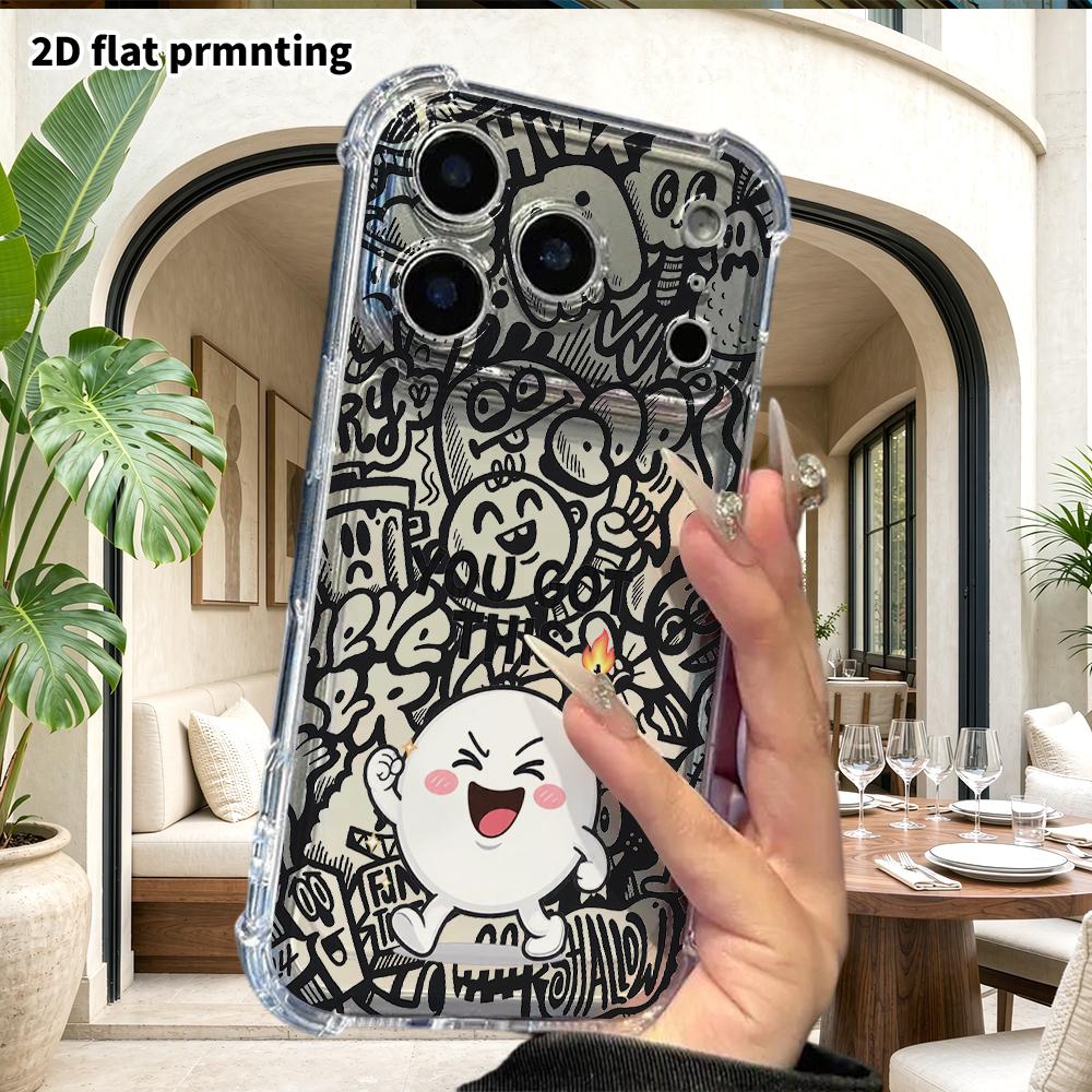 Phone Case: 2D Flat Suitable for iPhone 18 17 16 15 14 13 Pro, Transparent Four Corner Protective Case, Cheerful Vibes, Christmas and Halloween Gift
