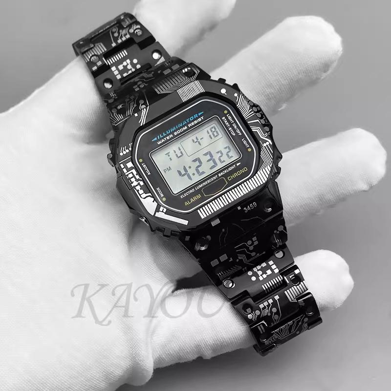 Nerezová preciznost Pro Casio GMW-B5000/DW5600 příslušenství pro úpravu obvodové desky, malé čtvercové pouzdro GWM5610 náramek