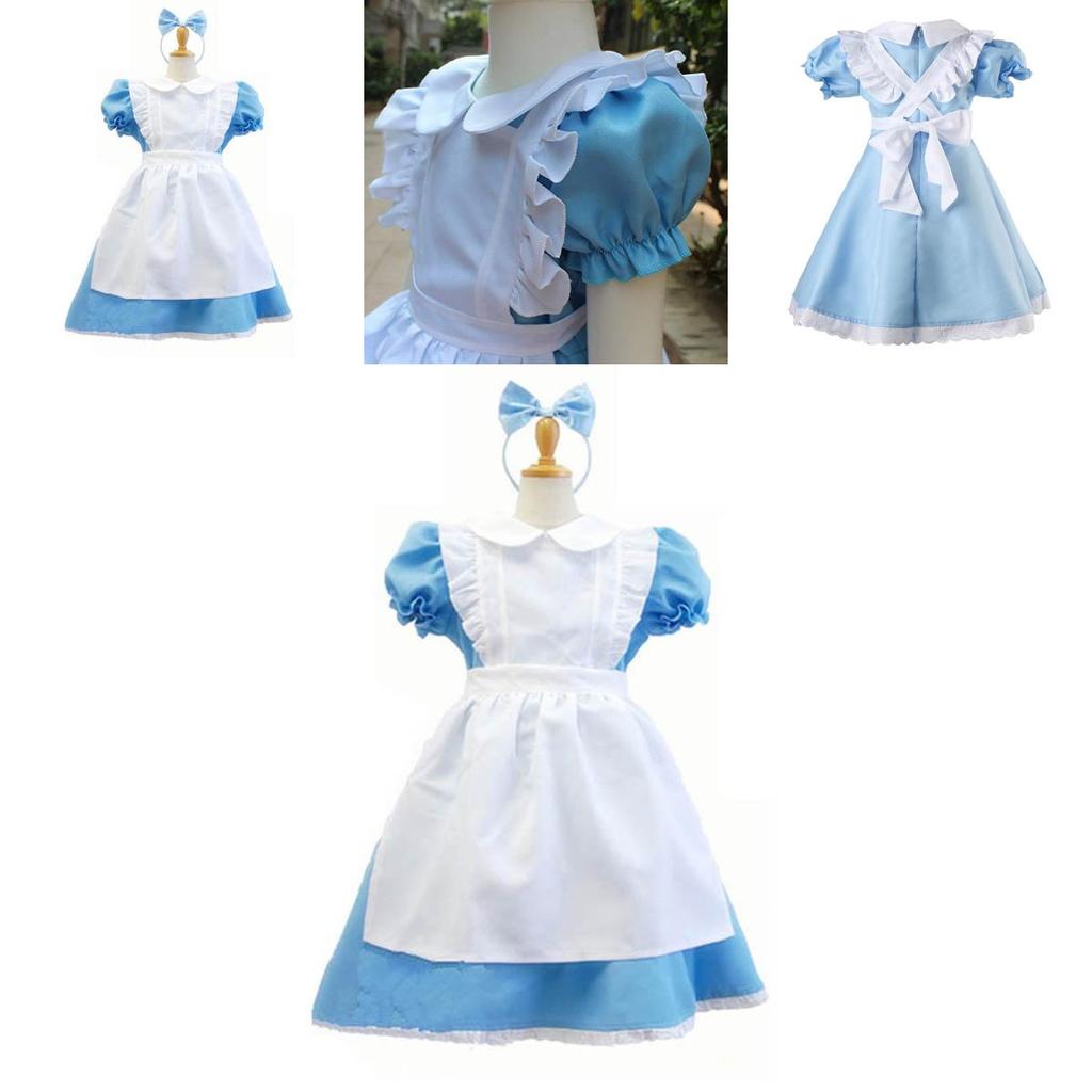 Enchanting Alice In Wonderland Costume For Kids With Detachable Frilled Apron