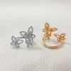 Classic S 925 silver hollowed out diamond set three different butterfly shaped women's rings