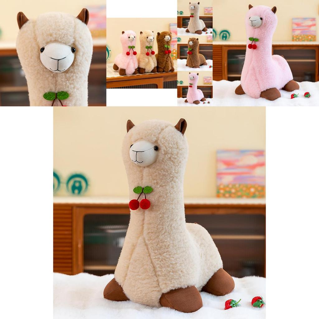 Cute Alpaca Plush Toy Soft And Cuddly Stuffed Animal Gift Available In Pink Beige And Brown