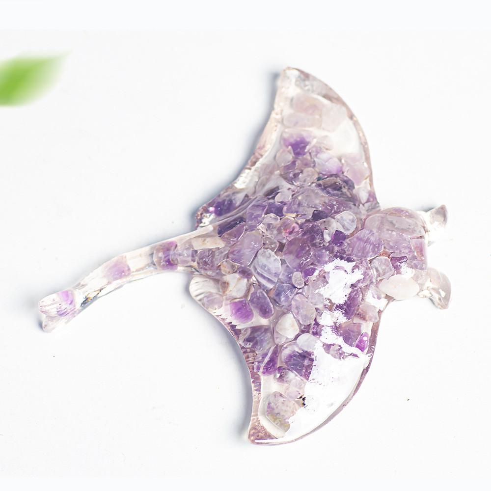 Ocean Creature Resin Sculpture With Natural Crystals For Home Decor And Giftgiving