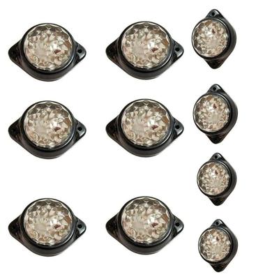 10-Pack Round Clear LED Rear Side Marker Clearance Lights 24V for RV Truck Trailer