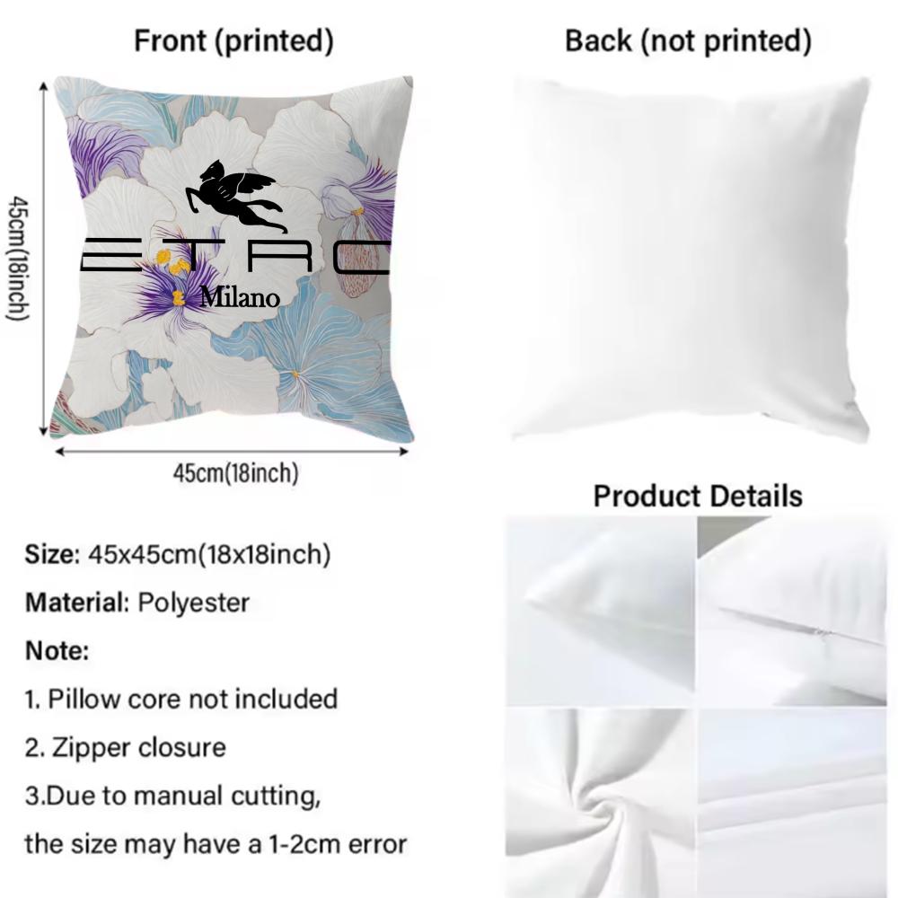 Classic Fashion Brand Etro Cushion Cover Soft & Easy-Wash Pillow Case – Versatile For Couch, Bed, Travel And Office