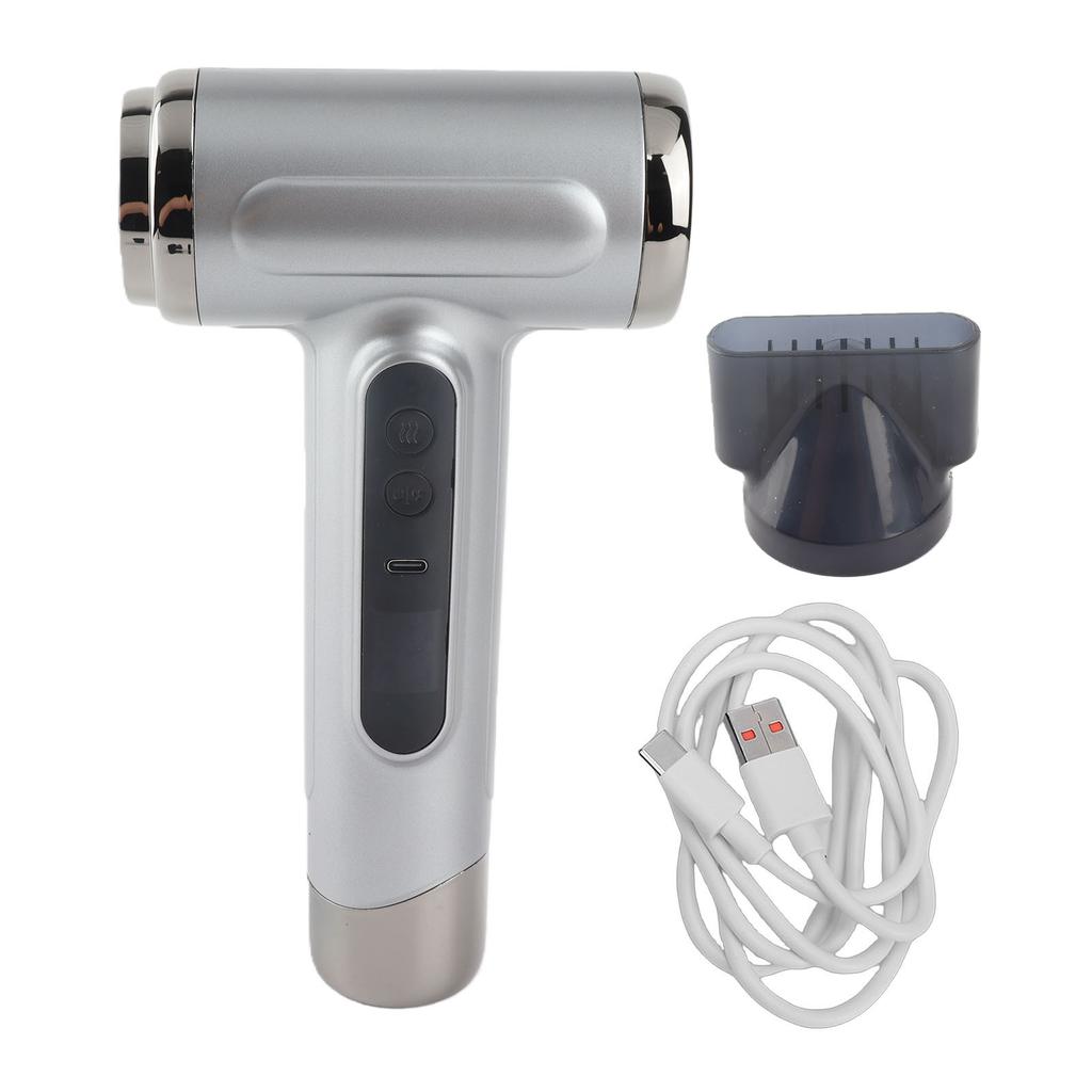 Cordless Hair Dryer 200W 15600mAh USB Rechargeable Cold Hot Wind Portable Hair Blow Dryer for Travel Camping Dorm Gray