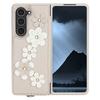 For Samsung Galaxy Z Fold5 5G Case Card Slots Leather Coated TPU Flower Phone Cover with 2 Straps