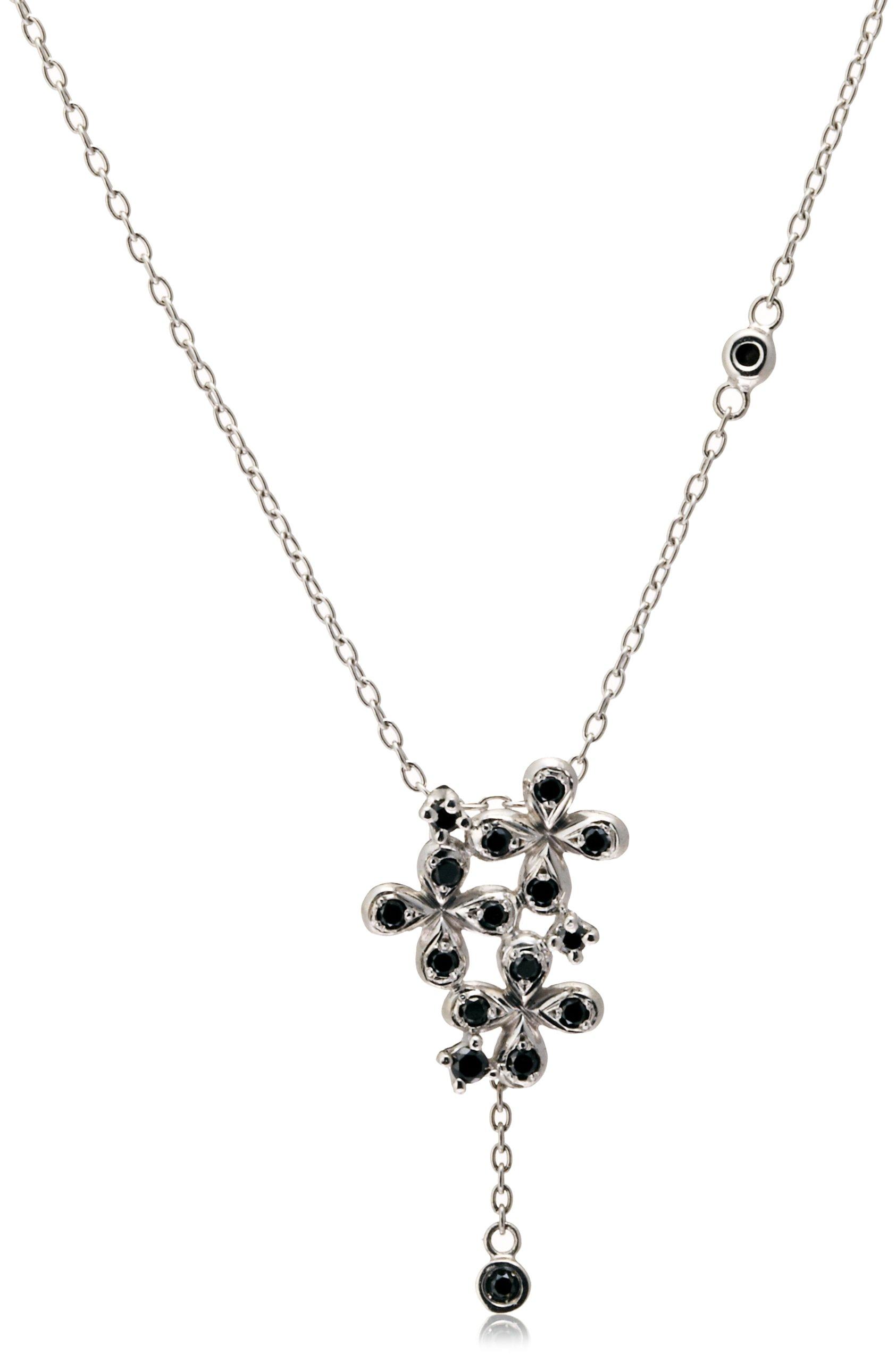 

LA PUREZZA K18 White Gold Black Diamond Flower Pendant Necklace LA5327401 [La Prezza] чорний