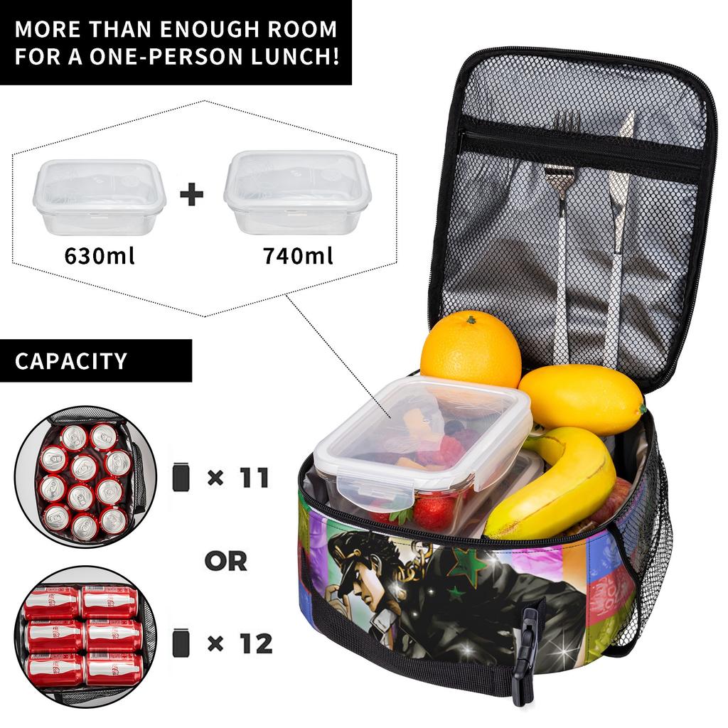 Anime and Manga J-JoJos Bizarre Adventure Insulated Lunch Bags Leakproof Meal Container Thermal Bag Tote Lunch Box Beach  Picnic