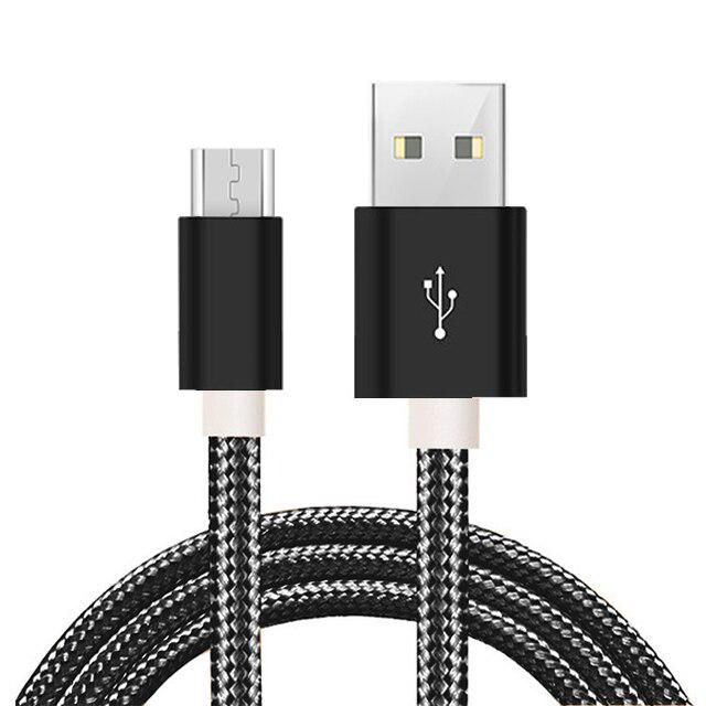 Micro-USB-kabel Nylon gevlochten data-snellader USB-kabel voor Samsung Xiaomi Redmi Huawei LG Microusb Android-telefoonkabels