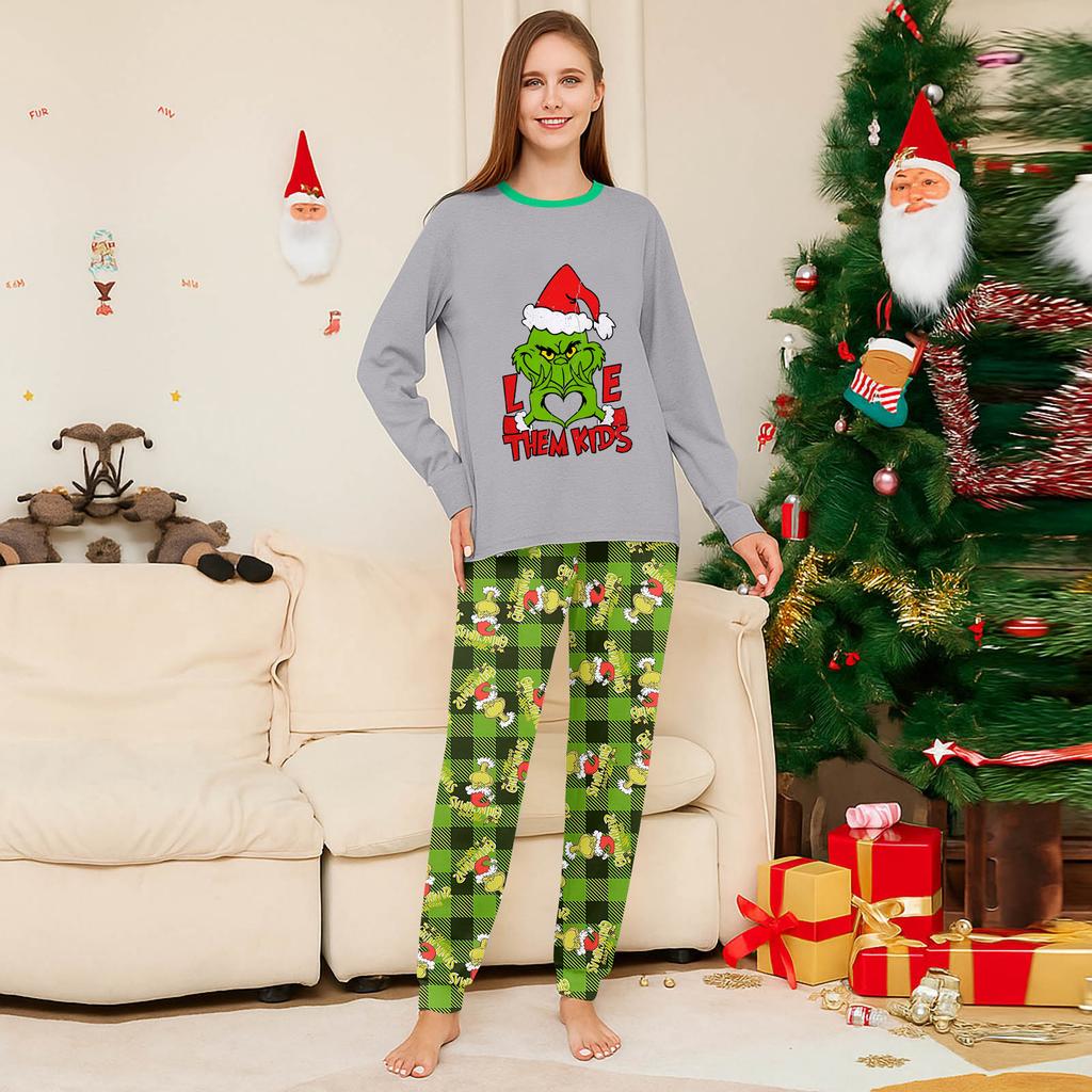 Cartoon Letters Print Family Matching Long Sleeved Parent-child Suit Home Clothes Suit Fall