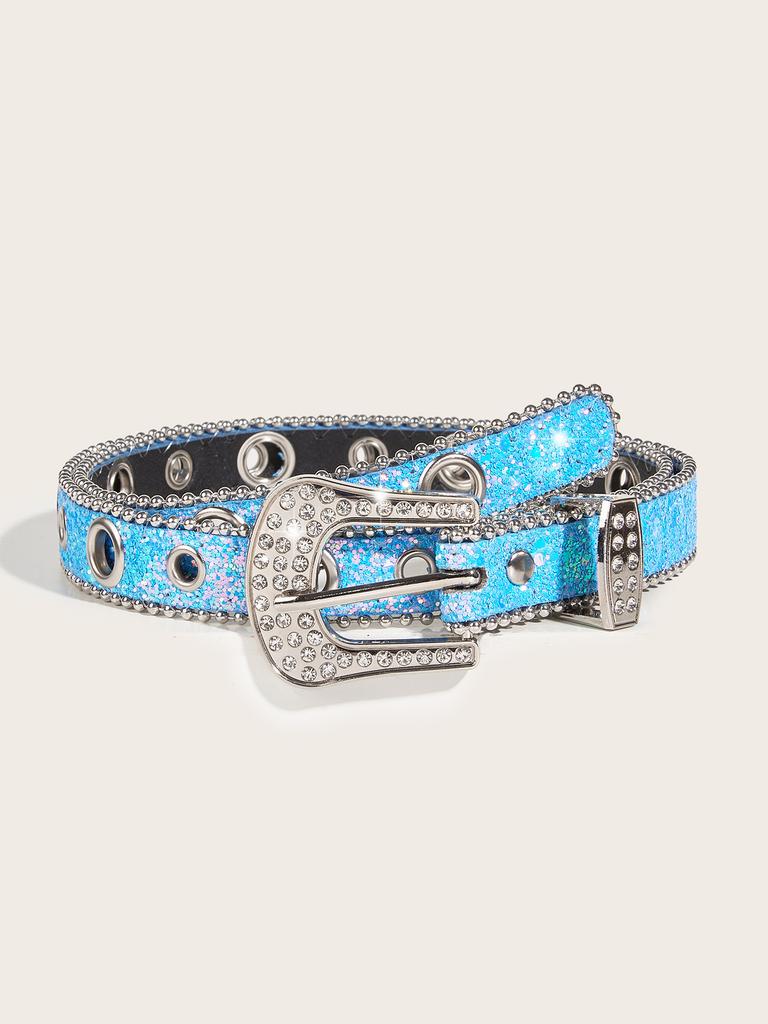 Spice Girl Belt Female Tide Eye Shiny Style Western Rhinestone Buckle Wide Belt Waist Chain
