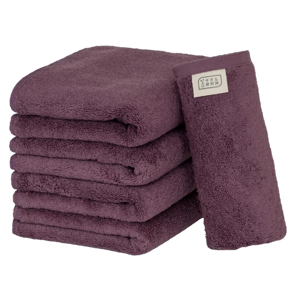 Towel Laboratory Face Deep JapanTechnology [Volume Rich] #003 Towels, Purple, 5-Piece Set, Hotel-Grade, Thick, Fluffy, High-Absorbency, Durable, 100%