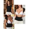 Women's Sexy Open Back Short Sleeve Slim Round Neck Casual Open Navel T-shirt