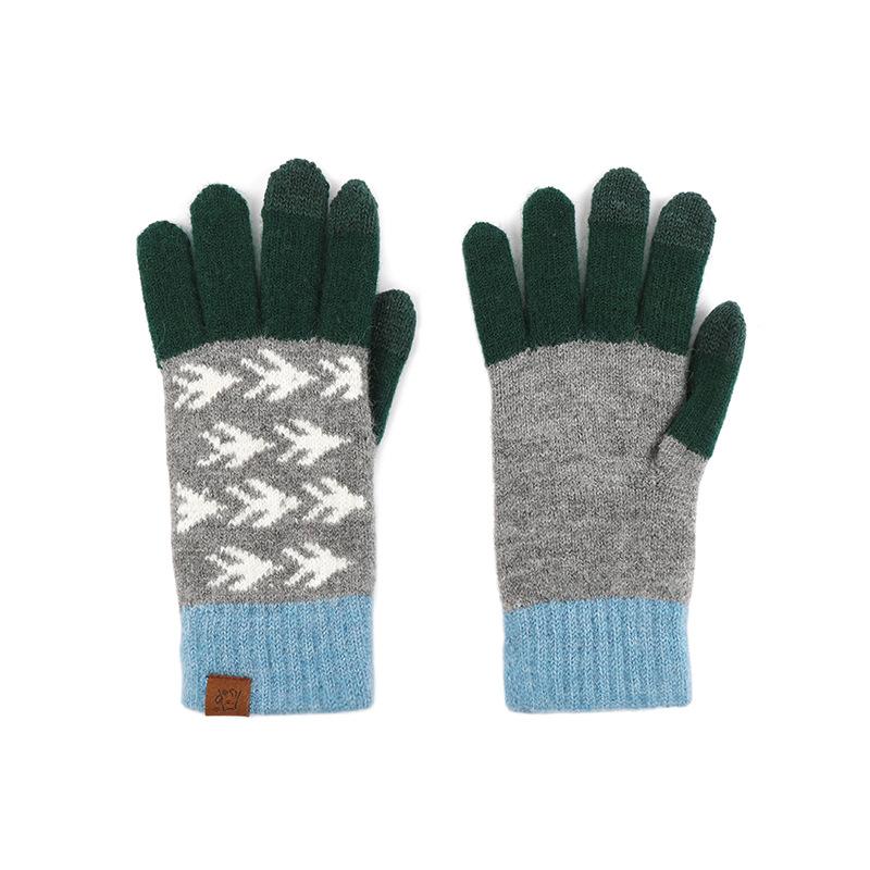 Japanischer Herbst und Winter Explosion Wolle kontrastierende Wolle gestrickte Handschuhe Retro Jacquard Samt Radfahren warme Handschuhe