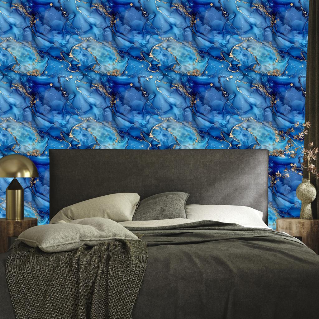 Wallpaper Ink blue, navy blue, turquoise and azure 50x1000
