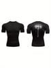 Men's Navy Blue Front Plain Back Firework Compression T-Shirt Minimalist Quick Dry Gym Workout Top
