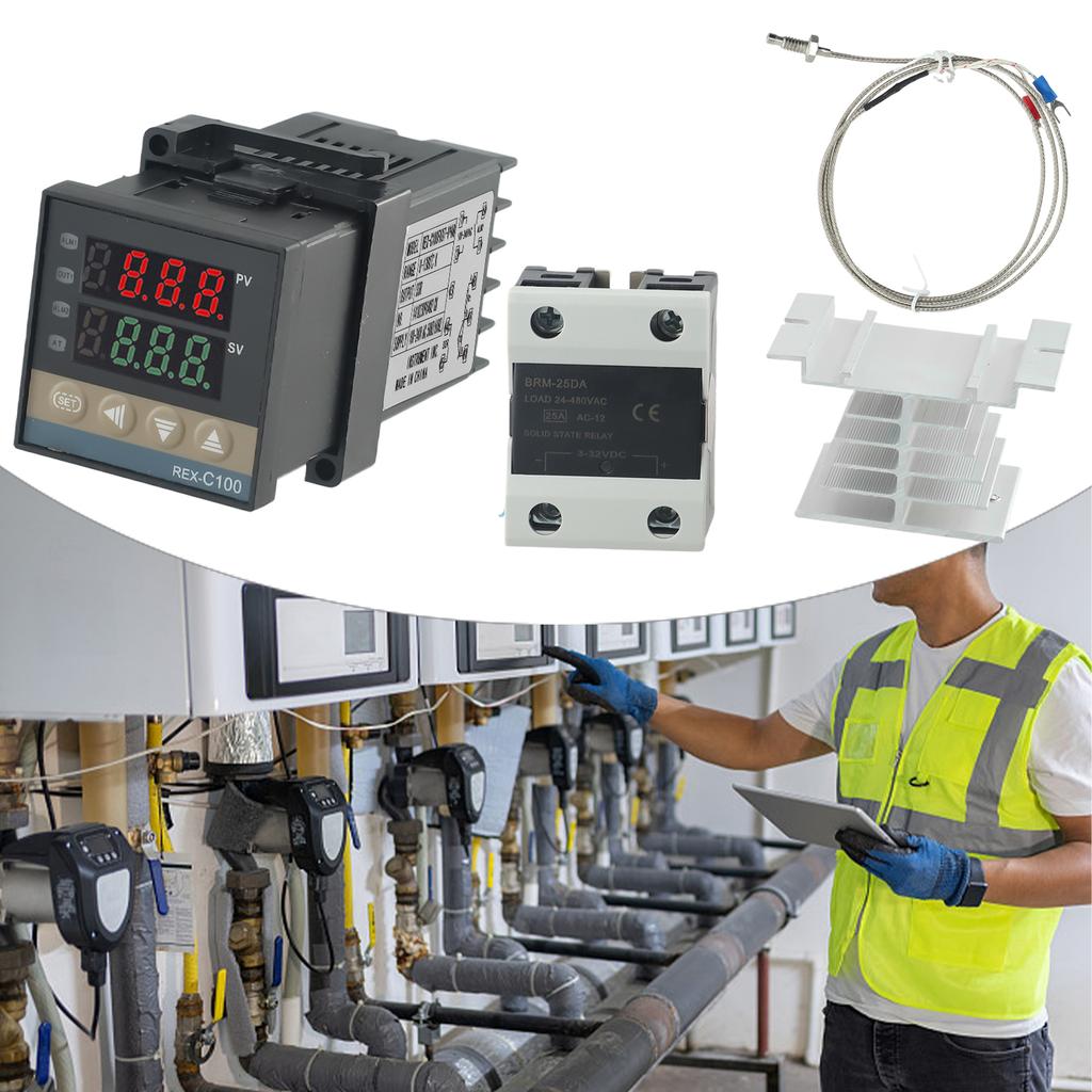 1pc REX-C100 Digital PID Temperature Controller With K Type Probe Sensor For Heating System Accessories