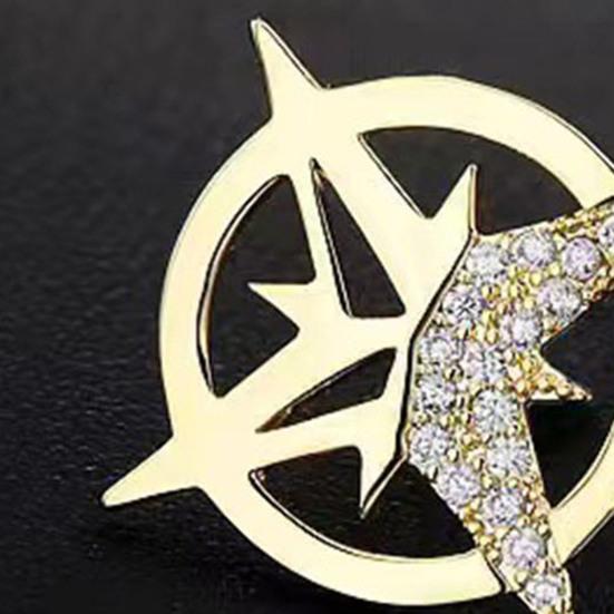 Brooch Six-Pointed Star Alloy Brooch Sparkling Rhinestones Inlaid Suit Corsage Shirt Collar Pin Personalized Badge Buckle