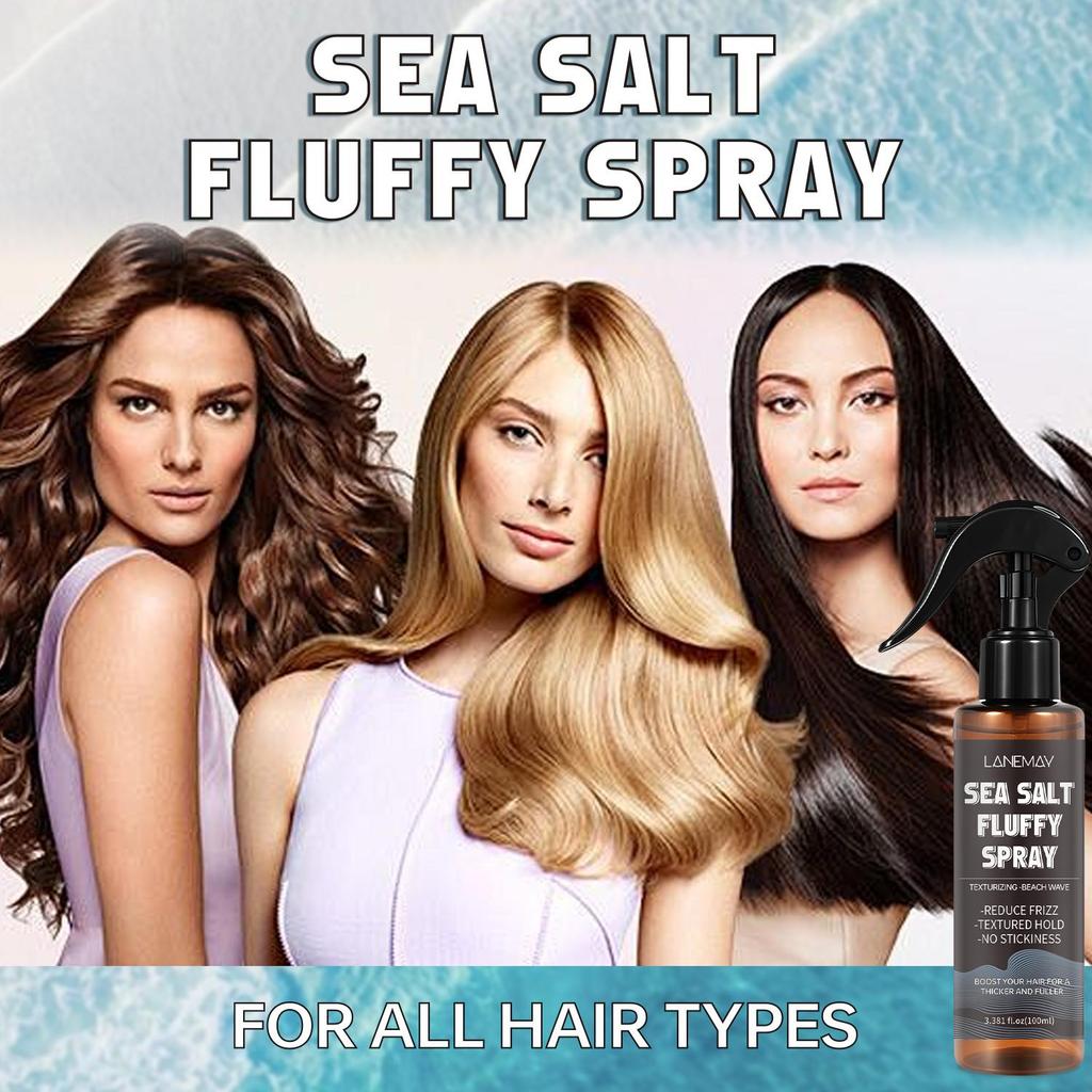 Sea Salt Fluffy Spray-Textured Hold-Frizz Control-No Stickiness-Deeply Clean & Care for all Types Hair, 100ml