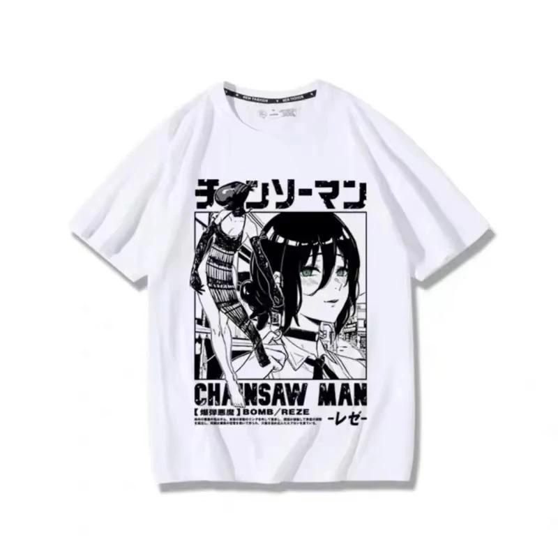Anime Summer T-shirt Women Chainsaw Man Manga Graphic Men Cotton Short Sleeve Tee Plus Size Women Tops Summer Streetwear
