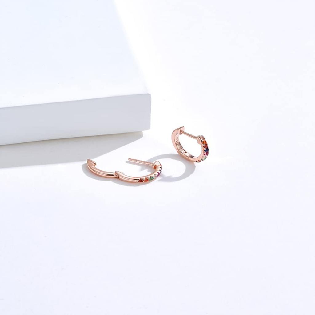 Rockyu Earrings for 925 Mirror Ring Hoop Jewelry Women, Silver, Zirconia, Multi-Diamond, Finish, Round, Earrings, Earrings, Hypoallergenic,