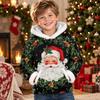 Kids Long Sleeve Christmas Print Casual Fashion Hooded Top