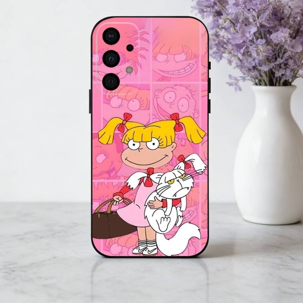 R-Rugrat-T C-Chuckie A-Angelica Phone Case For Samsung Galaxy A73,A72,A71,A70,A53,A52,A51,Soft Silicone Black Cover