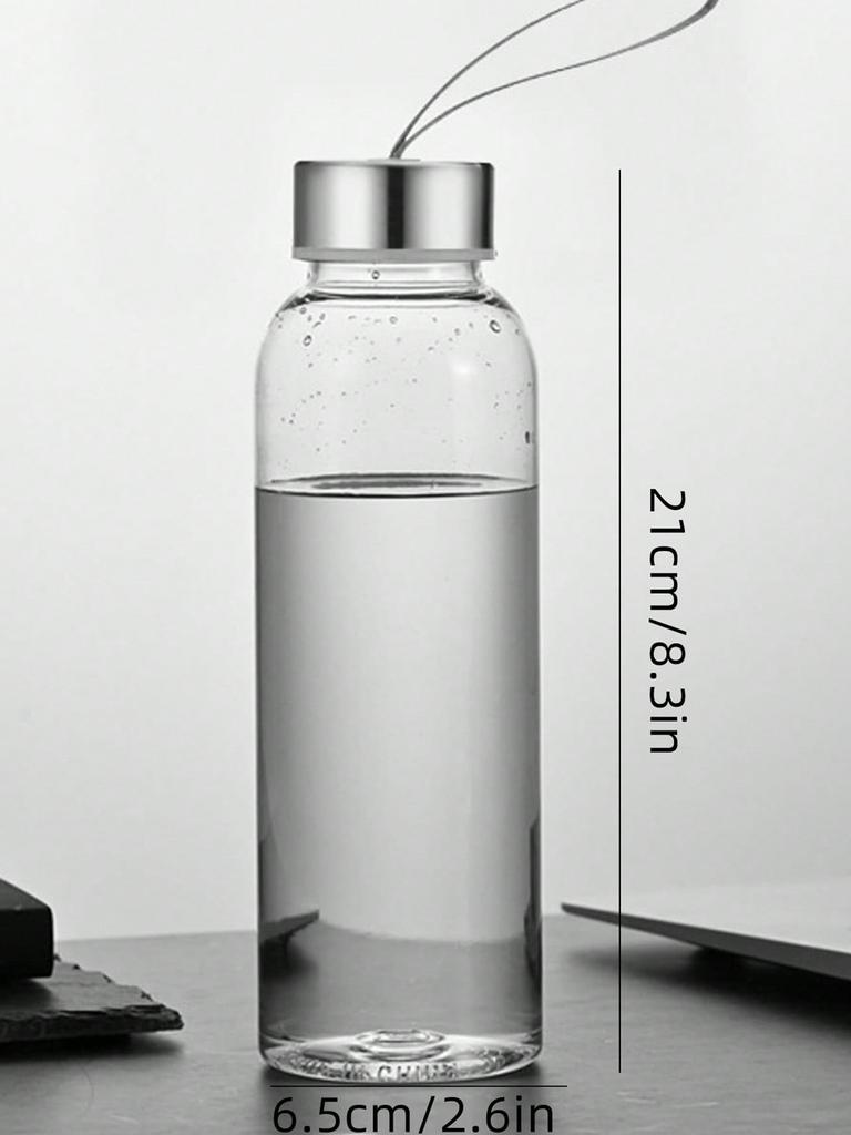 1 PC 600ML Transparent Water Bottle with Carrying Strap, Daily Direct Drinking Cup