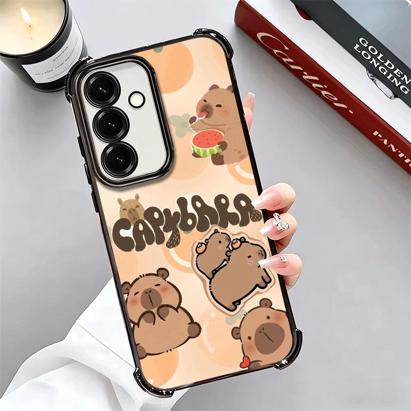 Funny Capybara Cartoon Cute Plating Phone Case For Samsung A17 A07 A37 A57 A16 A56 A15 A55 A14 A54 A13 A53 A26 A36 A25 A35 A24 A