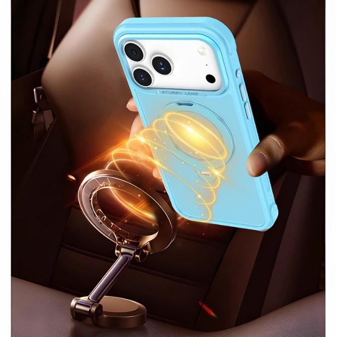 Applicable to iphone16e strong magnetic mobile phone case 15 fulcrum rotating bracket Apple 17pro anti-drop protective cover