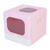 Foldable Cat Litter Box Large Size Top Entry Anti Splashing Enclosed Kitty Litter Box for Home Pink