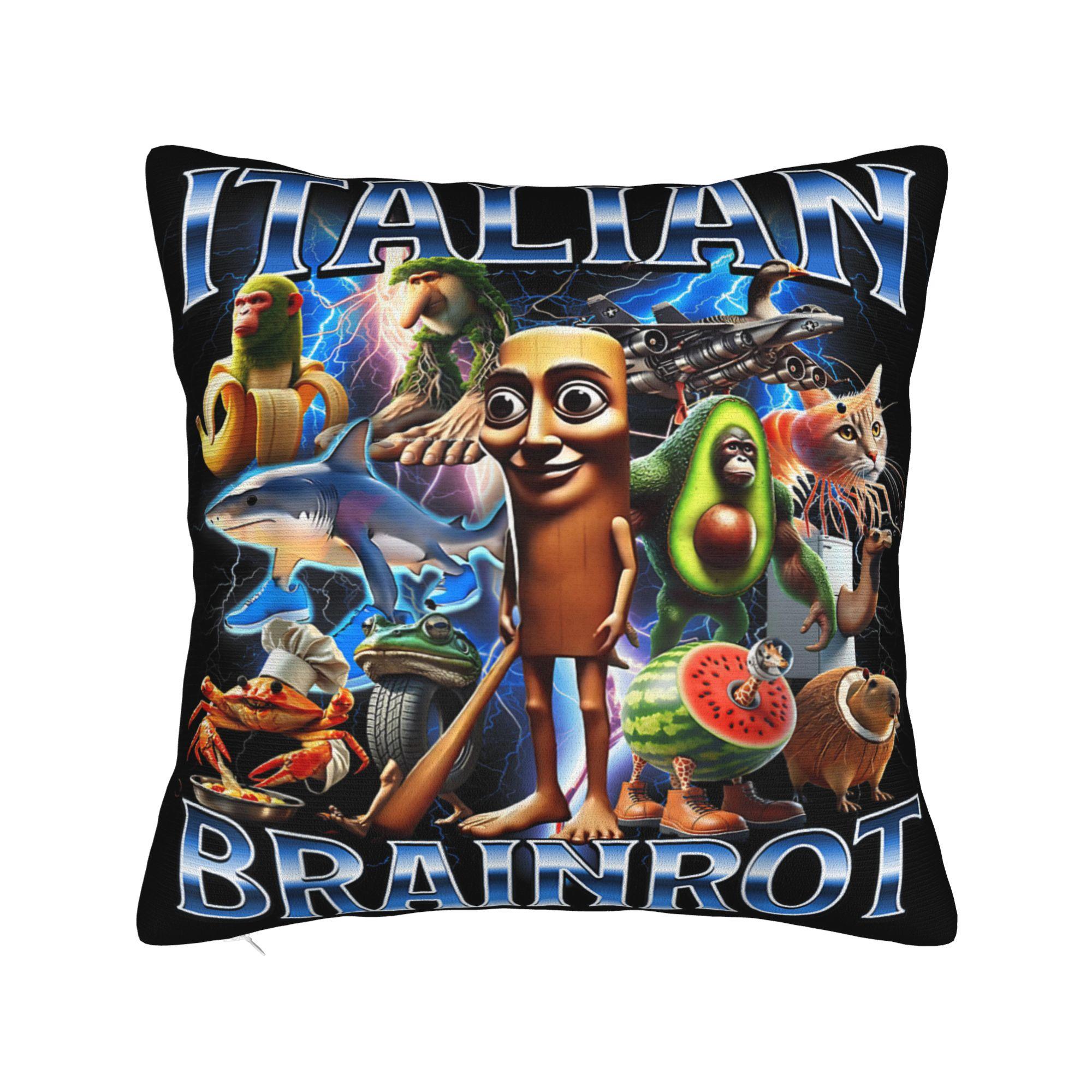 

Pillow Case Italian Brain Rot Italian Brainrot Funny Memes Design Pillow Cover For Sofa Car Home Decor Retro Trendy Pillowcases 12x12Inch