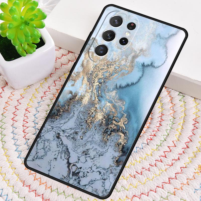 Gold Indigo Faux-Malachit Silikon Handyhülle Für Samsung Galaxy note 10 pro S26 S25 S24 S23 S22 S21 Plus S25Ultra Capa Cover
