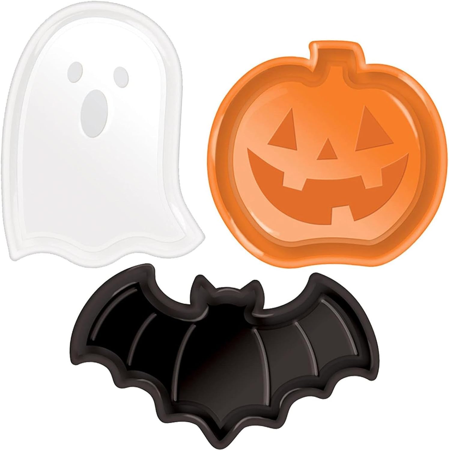 

Halloween Plastic Serving Trays Pumpkin Ghost Bat Candy Snack Plates for Party Table Decoration Display Holiday Props