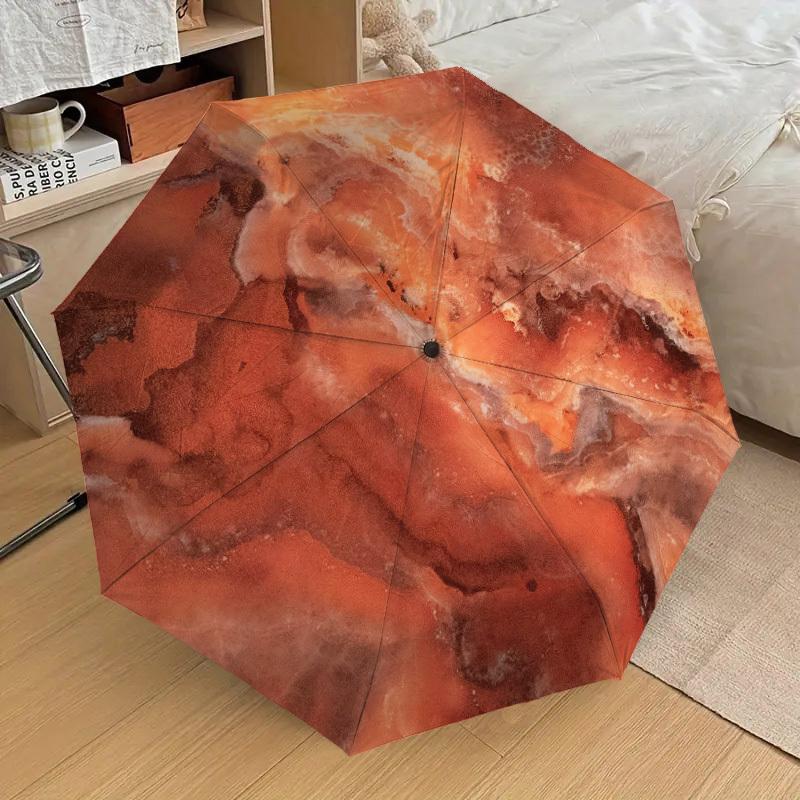 1pc Marble Texture Pattern Umbrella Design Automatic Opening and Closing Umbrella, High-quality Travel Umbrella, Lightweight and Portable, -25