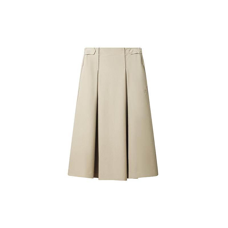 Fila White Simple Solid Color Mid Waist Casual Long Skirt Women Skirts F11W633303FGY