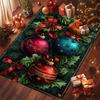 Christmas Holly Leaf Fashion Print Home Area Rug - Anti-Slip for Living Room, Sofa, Table, Large Bedside Mat, Christmas Decorati