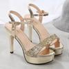 2021 New Fashion Waterproof Platform Sequin Strap High Heels - Women's Wedding & Banquet Sandals